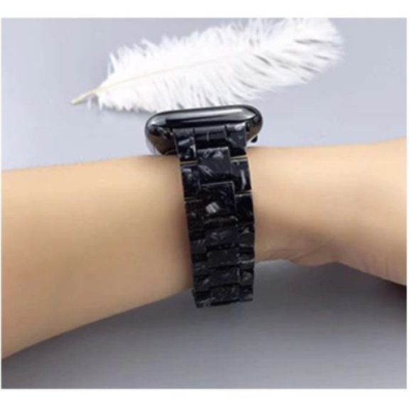 NEW Resin Black Marble Strap Band for Apple Watch - Picture 3 of 4